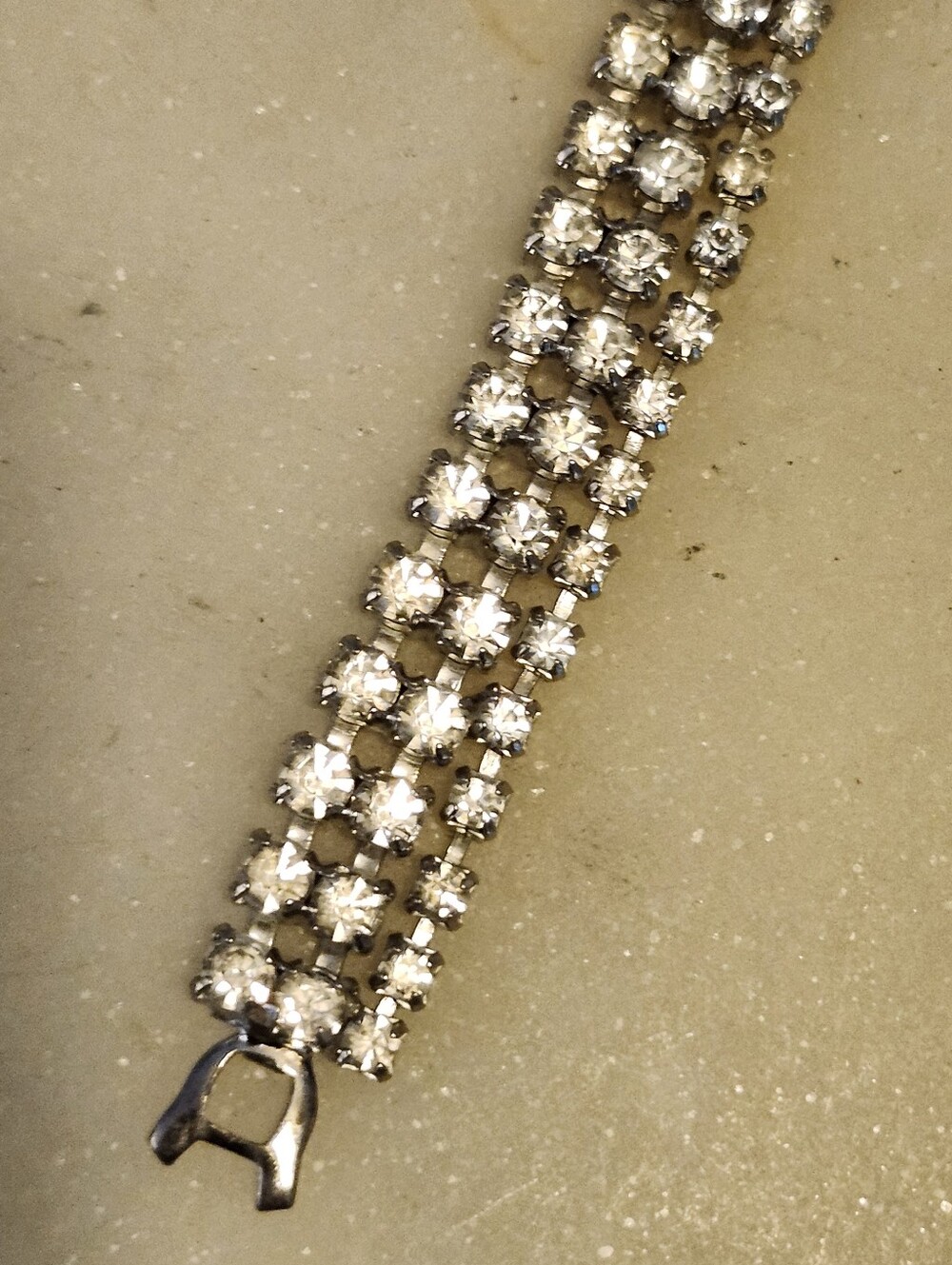 Stunning Rhinestone Three-Row Tennis Bracelet - Picture 6 of 10